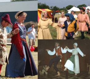 Medieval dancers lead dances for you to join in with